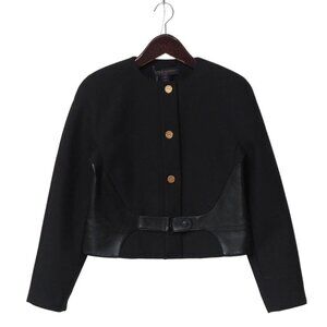 Louis Vuitton Boxy Jacket 38 Lamb Leather Trim Belt Gold Button